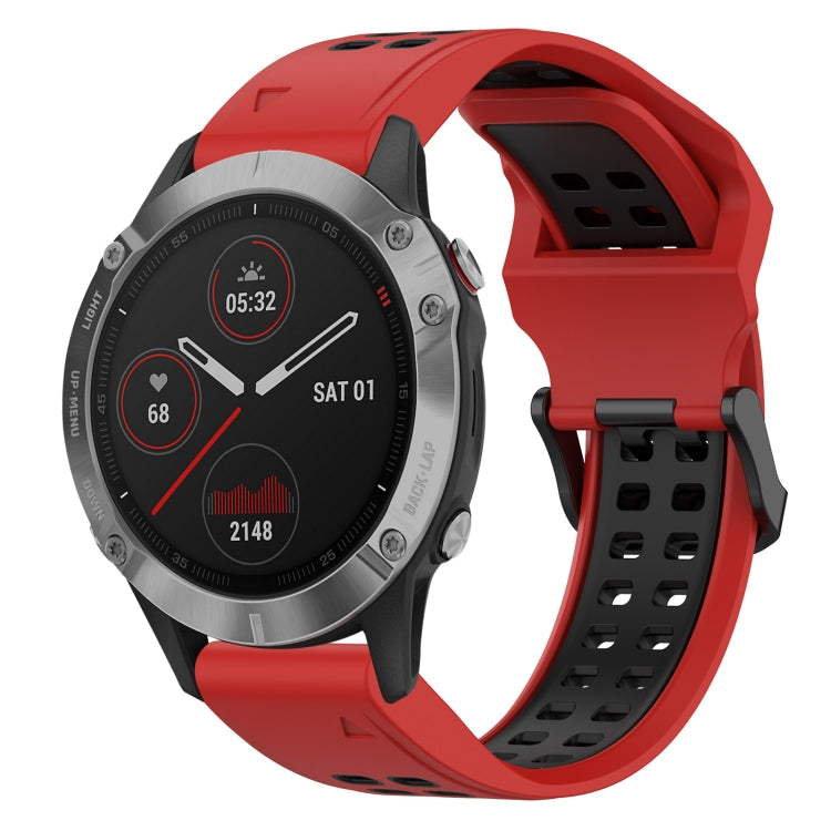 สายนาฬิกาซิลิโคนหัวกลับสองสี 22 มม, For Garmin Instinct, For Garmin Fenix 6, For Garmin Forerunner 945