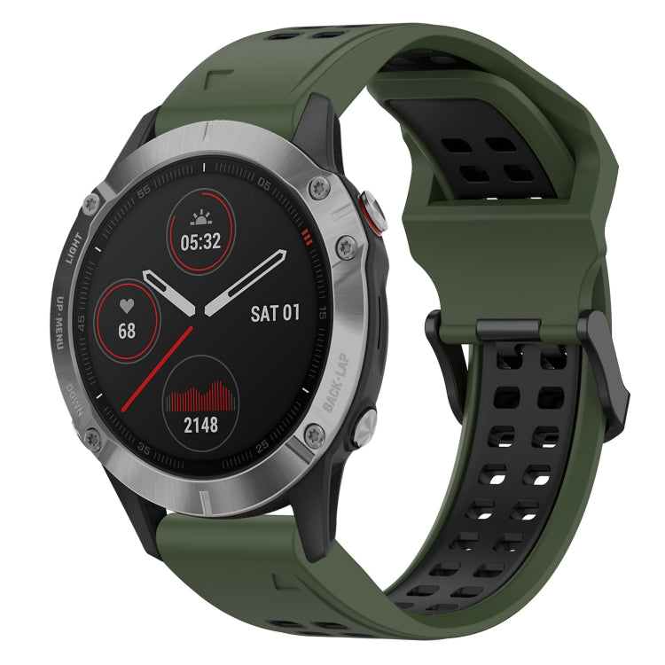 สายนาฬิกาซิลิโคนหัวกลับสองสี 22 มม, For Garmin Instinct, For Garmin Fenix 6, For Garmin Forerunner 945