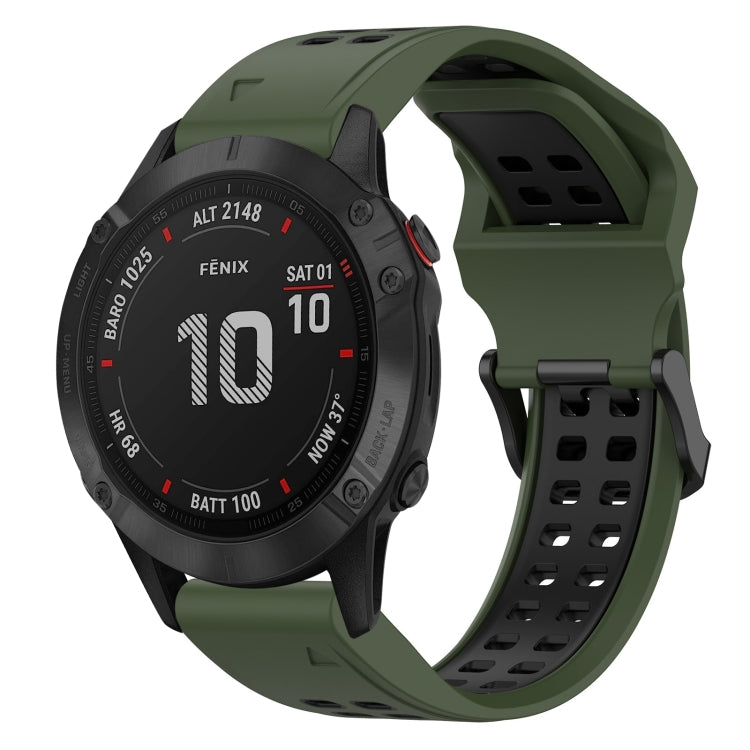 สายนาฬิกาซิลิโคนหัวกลับสองสี 22 มม, For Garmin Fenix 7 Sapphire Solar, For Garmin Fenix 6 Pro, For Garmin Fenix 5, For Garmin Fenix 5 Plus