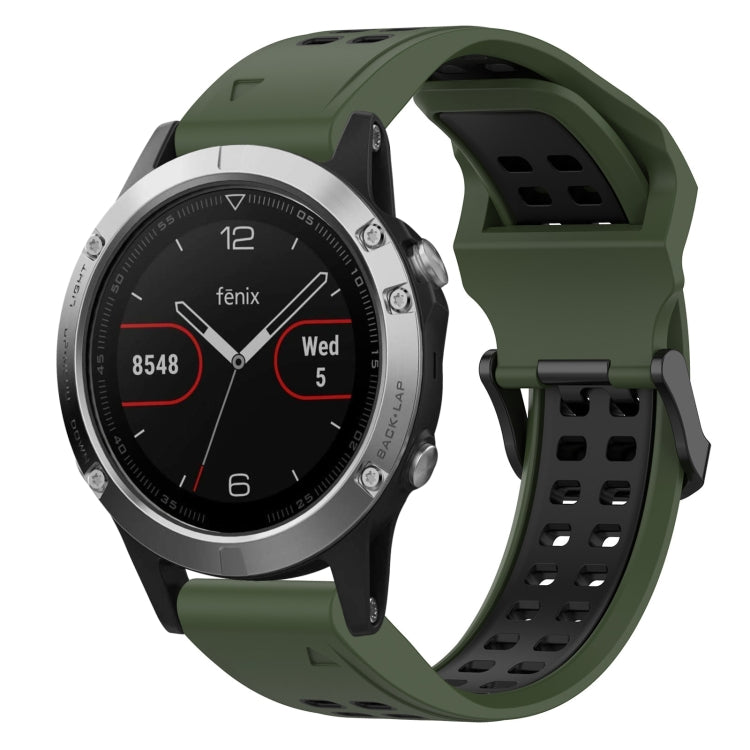สายนาฬิกาซิลิโคนหัวกลับสองสี 22 มม, For Garmin Fenix 7 Sapphire Solar, For Garmin Fenix 6 Pro, For Garmin Fenix 5, For Garmin Fenix 5 Plus