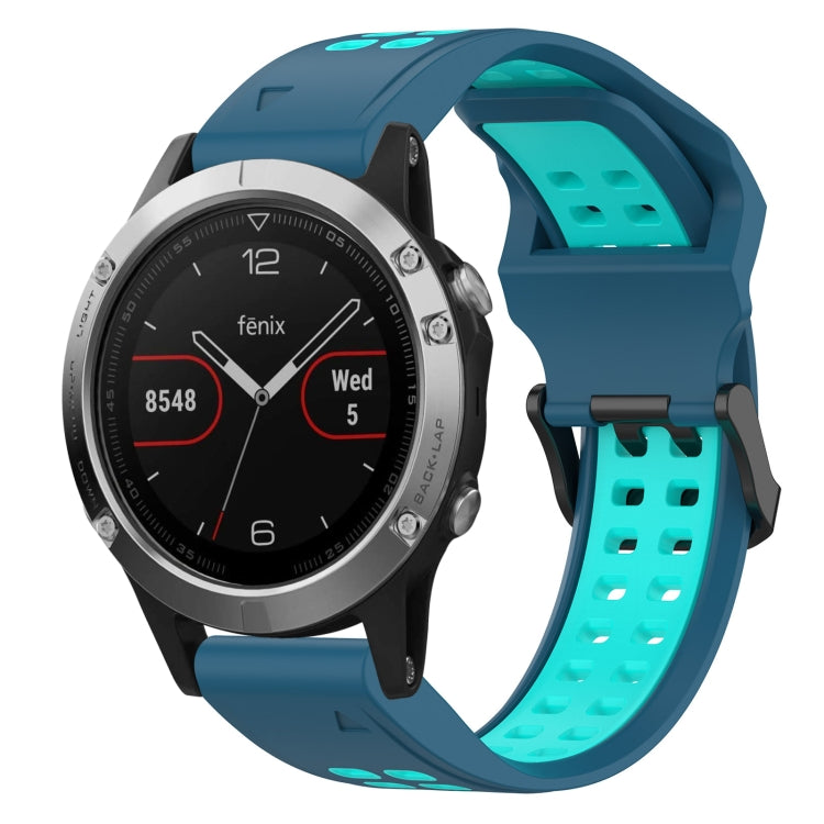 สายนาฬิกาซิลิโคนหัวกลับสองสี 22 มม, For Garmin Fenix 7 Sapphire Solar, For Garmin Fenix 6 Pro, For Garmin Fenix 5, For Garmin Fenix 5 Plus