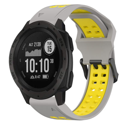 สายนาฬิกาซิลิโคนหัวกลับสองสี 22 มม, For Garmin Instinct, For Garmin Fenix 6, For Garmin Forerunner 945