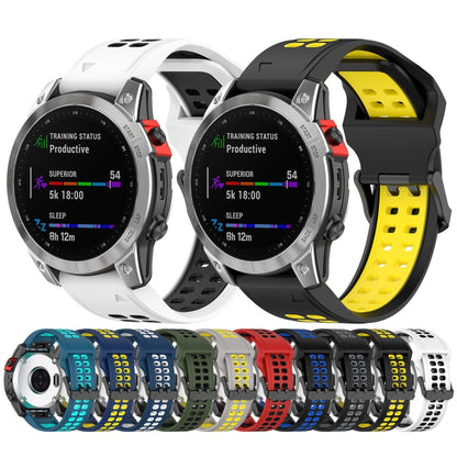 สายนาฬิกาซิลิโคนหัวกลับสองสี 22 มม, For Garmin Fenix 7 Sapphire Solar, For Garmin Fenix 6 Pro, For Garmin Fenix 5, For Garmin Fenix 5 Plus