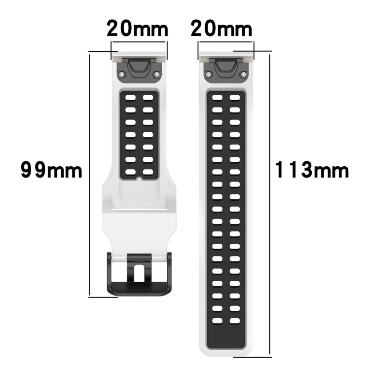 สายนาฬิกาซิลิโคนหัวกลับสองสี 20 มม, For Garmin Fenix 7S, For Garmin Fenix 7S Solar, For Garmin Fenix 7S Sapphire Solar, For Garmin Fenix 6S Pro