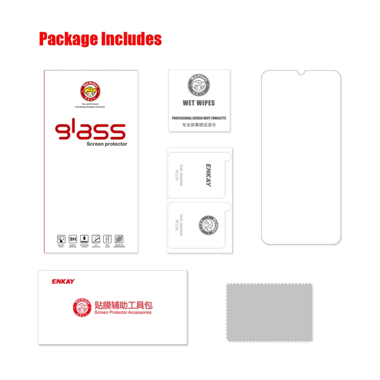 ENKAY 0.26mm 9H 2.5D ฟิล์มกระจกนิรภัยอะลูมิเนียม-ซิลิกอนสูง, For Samsung Galaxy M04, For Samsung Galaxy A25 5G, For Samsung Galaxy A35, For Samsung Galaxy A55, For Samsung Galaxy S23 FE 5G, For Samsung Galaxy M54 / F54, For Samsung Galaxy A15 4G / 5G