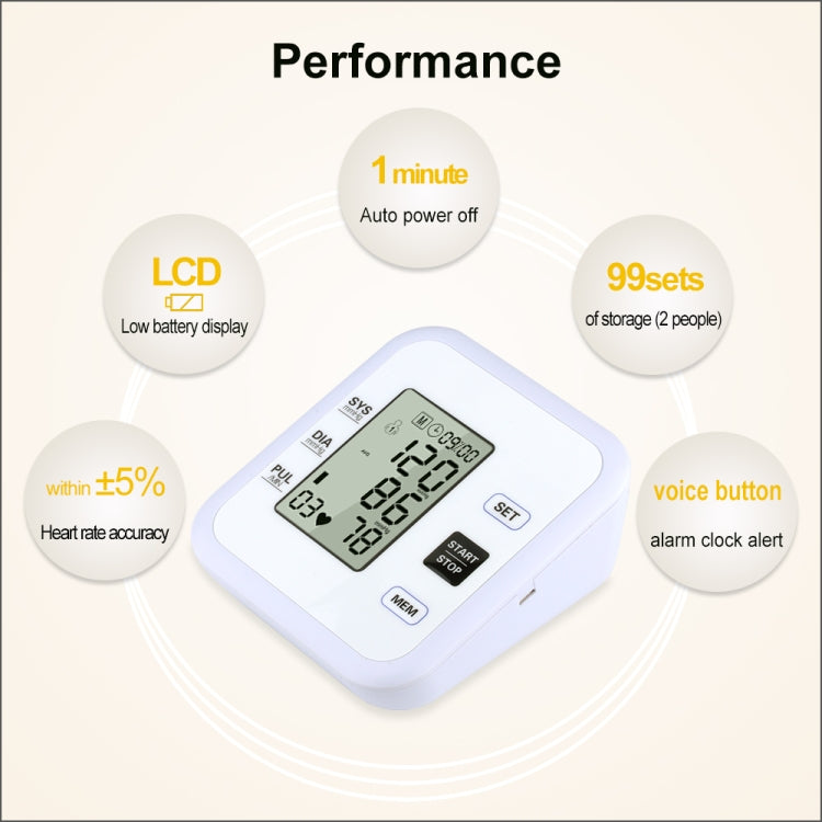 RZ205 ความดันโลหิตอัตโนมัติ Digital Upper Arm Heart Beat Rate Pulse Monitor Tonometer อุปกรณ์การแพทย์ Sphygmomanometer
