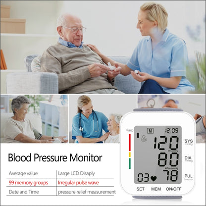 RZ204 เครื่องวัดความดันโลหิตแบบข้อมือแบบดิจิตอลอัตโนมัติ Heart Beat Light น้ำหนัก LCD นาฬิกาข้อมือดิจิตอลพร้อมเสียง