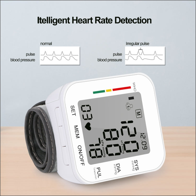 RZ204 เครื่องวัดความดันโลหิตแบบข้อมือแบบดิจิตอลอัตโนมัติ Heart Beat Light น้ำหนัก LCD นาฬิกาข้อมือดิจิตอลพร้อมเสียง