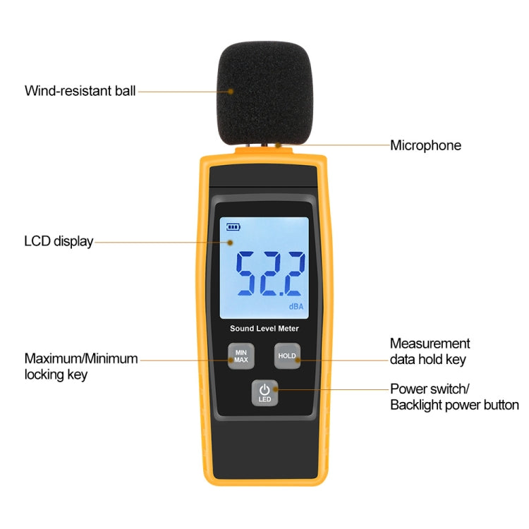 RZ1359 เครื่องวัดระดับเสียงดิจิตอล DB เมตรเครื่องทดสอบเสียงรบกวนในเดซิเบลหน้าจอ LCD, RZ1359