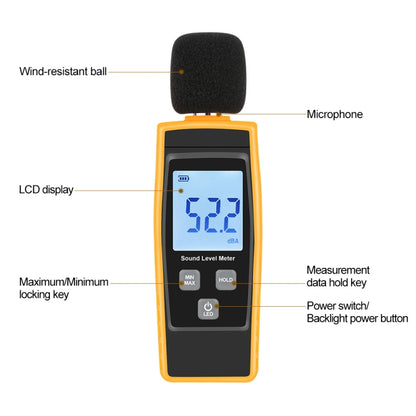 RZ1359 เครื่องวัดระดับเสียงดิจิตอล DB เมตรเครื่องทดสอบเสียงรบกวนในเดซิเบลหน้าจอ LCD, RZ1359