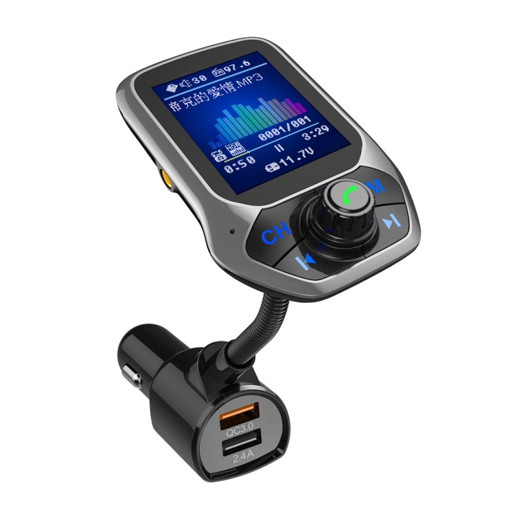 T43 รถบลูทูธ Mp3 มัลติฟังก์ชั่นหน้าจอสีขนาดใหญ่ QC3.0 บลูทูธรถชาร์จ Lossless รถเครื่องเล่นบลูทูธ, T43