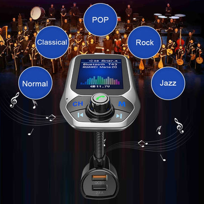T43 รถบลูทูธ Mp3 มัลติฟังก์ชั่นหน้าจอสีขนาดใหญ่ QC3.0 บลูทูธรถชาร์จ Lossless รถเครื่องเล่นบลูทูธ, T43