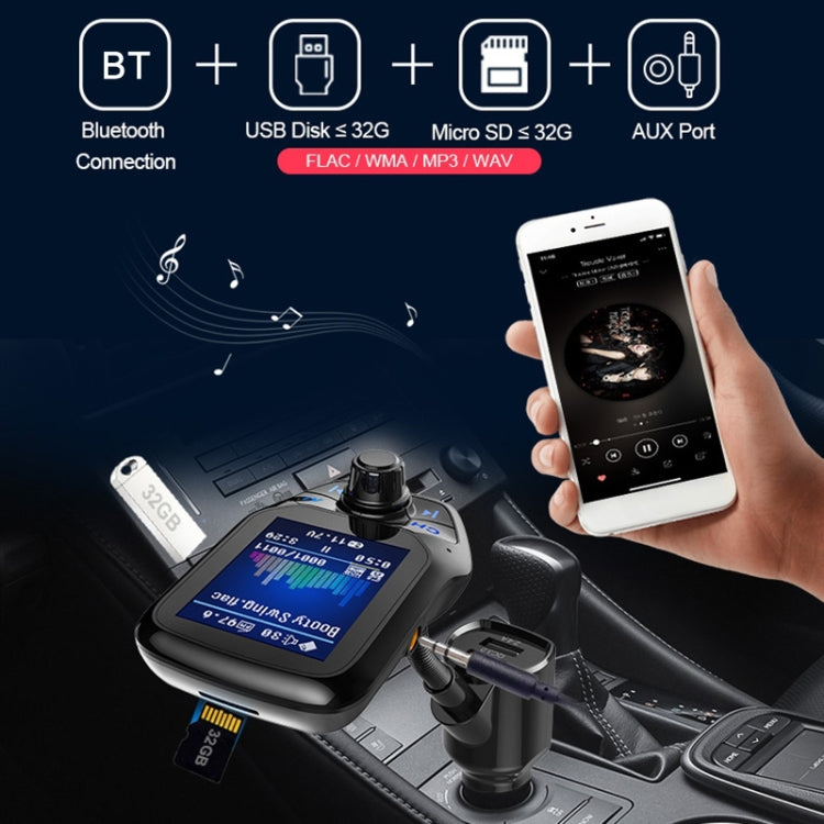 T43 รถบลูทูธ Mp3 มัลติฟังก์ชั่นหน้าจอสีขนาดใหญ่ QC3.0 บลูทูธรถชาร์จ Lossless รถเครื่องเล่นบลูทูธ, T43