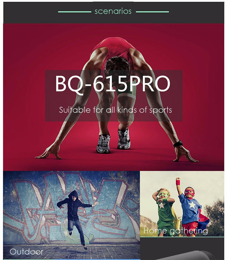 BQ615 PRO ลำโพงไฮไฟสเตอริโอไร้สาย LED หลากสีสัน รวมบลูทูธ + เครื่องเล่นการ์ด TF + วิทยุ FM + AUX + NFC, BQ615 PRO
