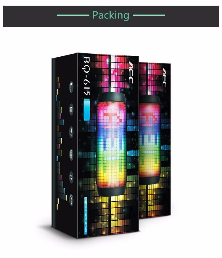 BQ615 PRO ลำโพงไฮไฟสเตอริโอไร้สาย LED หลากสีสัน รวมบลูทูธ + เครื่องเล่นการ์ด TF + วิทยุ FM + AUX + NFC, BQ615 PRO