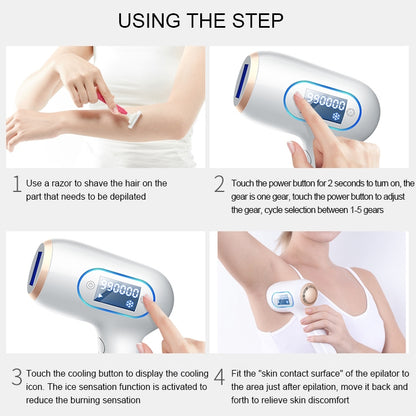 K_SKIN KD506A เครื่องกำจัดขนในครัวเรือน Freezing Photon เครื่องมือกำจัดขน 5 ระดับความเข้มของแสงสำหรับแก้มรักแร้ขากลับ