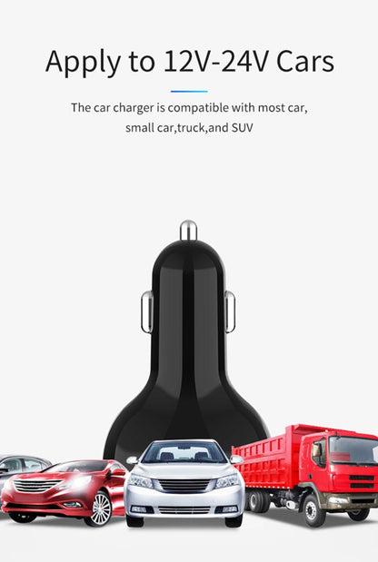 C02 รถอะแดปเตอร์ในรถชาร์จโทรศัพท์ Type-C Fast Charger QC3.0 พอร์ต USB คู่ DC5V 2.4A 12V 24V ไฟแช็กแหล่งจ่ายไฟ, C02