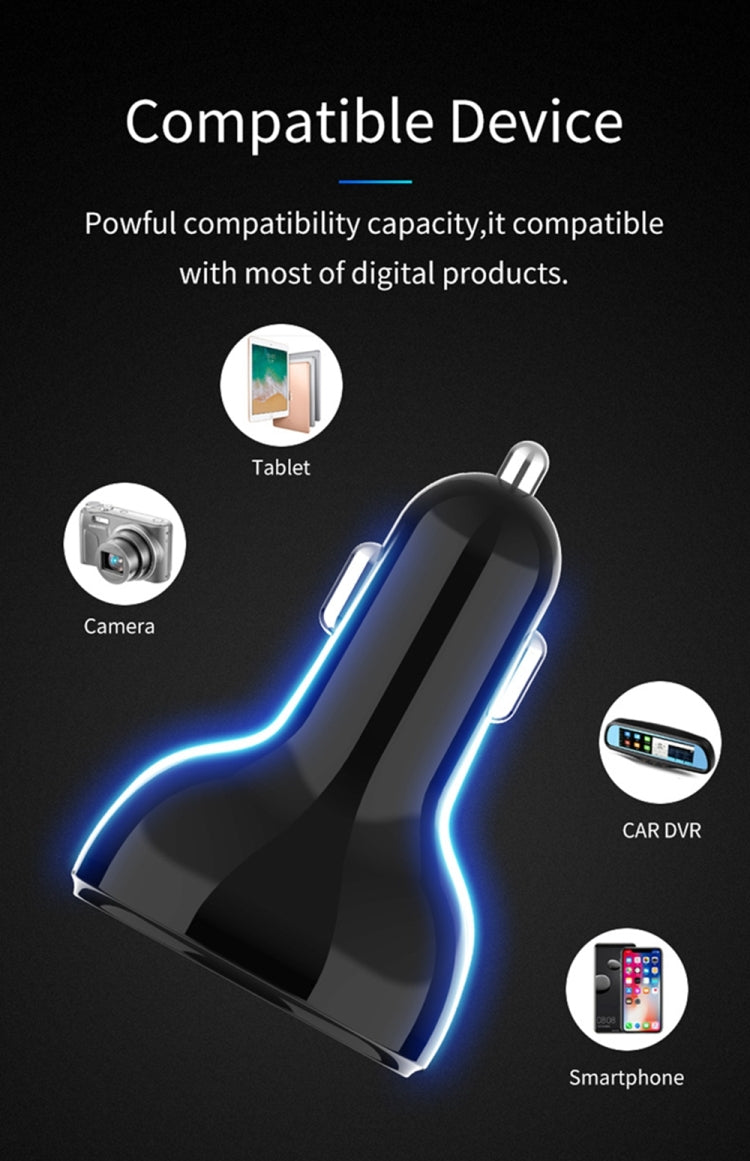 C02 รถอะแดปเตอร์ในรถชาร์จโทรศัพท์ Type-C Fast Charger QC3.0 พอร์ต USB คู่ DC5V 2.4A 12V 24V ไฟแช็กแหล่งจ่ายไฟ, C02