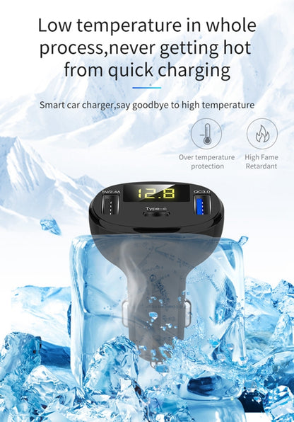 C02 รถอะแดปเตอร์ในรถชาร์จโทรศัพท์ Type-C Fast Charger QC3.0 พอร์ต USB คู่ DC5V 2.4A 12V 24V ไฟแช็กแหล่งจ่ายไฟ, C02