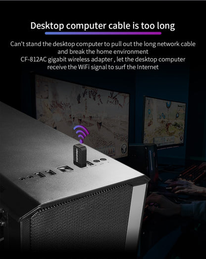 COMFAST CF-812AC USB WiFi Adapter-1300 Mbps USB แบบไร้สาย WiFi, CF-812AC