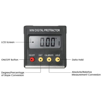 RZ2010 360 องศามินิเครื่องวัดมุมดิจิตอล Inclinometer ระดับอิเล็กทรอนิกส์กล่องฐานแม่เหล็กวัดเครื่องมือ