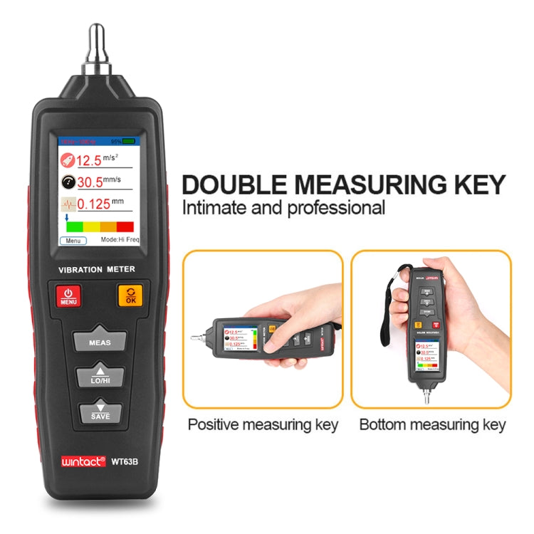 WINTACT WT63B เครื่องวิเคราะห์การสั่นสะเทือนแบบมือถือ เครื่องวัดการสั่นสะเทือนแบบดิจิตอล