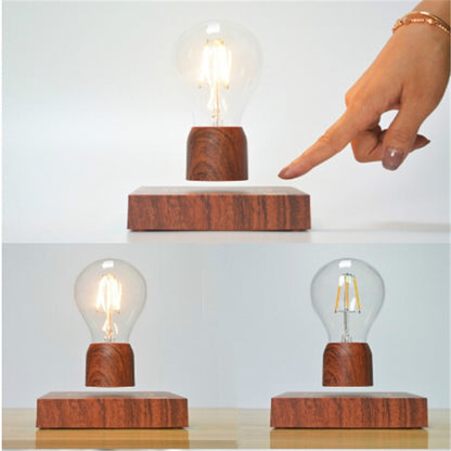 หลอดไฟลอยแม่เหล็กย้อนยุคพื้นผิวสีไม้ LED โคมไฟตกแต่งบ้าน