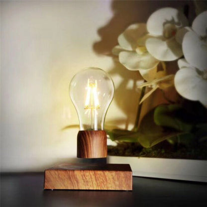 หลอดไฟลอยแม่เหล็กย้อนยุคพื้นผิวสีไม้ LED โคมไฟตกแต่งบ้าน