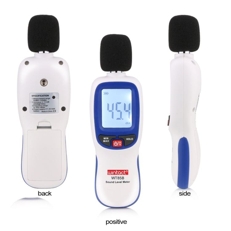 WT85B เครื่องวัดระดับเสียงดิจิตอลเดซิเบลเมตรเครื่องวัดเสียงรบกวนแบบดิจิตอลเครื่องทดสอบเสียงรบกวนด้านสิ่งแวดล้อม, WT85B White, WT85B Black