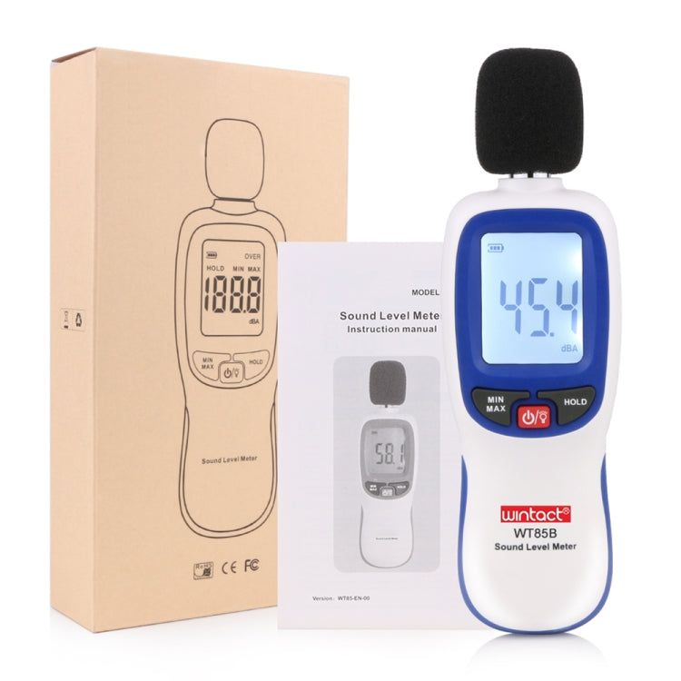 WT85B เครื่องวัดระดับเสียงดิจิตอลเดซิเบลเมตรเครื่องวัดเสียงรบกวนแบบดิจิตอลเครื่องทดสอบเสียงรบกวนด้านสิ่งแวดล้อม, WT85B White, WT85B Black