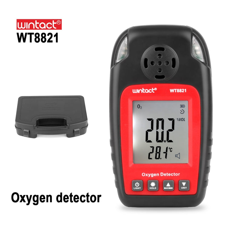WINTACT WT8821 เครื่องตรวจจับออกซิเจน เซ็นเซอร์ก๊าซออกซิเจนอิสระคำเตือนเครื่องตรวจจับสัญญาณเตือนพิษที่มีความไวสูง, WT8821