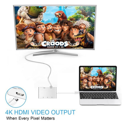 USB C ถึง HDMI VGA USB Hub Adapter 5 in 1 USB 3.1 Converter สำหรับแล็ปท็อปสำหรับ MacBook, chromeBook Pixel, Huawei MateBook, HDMI+VGA+3xUSB3.0 to Type-C