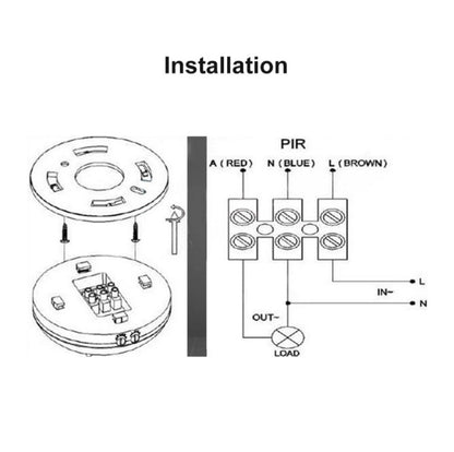 สวิตช์เซ็นเซอร์ตรวจจับความเคลื่อนไหวอินฟราเรด PIR 12V พร้อมเซ็นเซอร์ตรวจจับ 360 องศาล่าช้าสำหรับไฟเพดาน LED