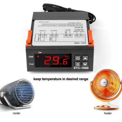 STC-1000 220V ดิจิตอลคอนโทรลเลอร์อุณหภูมิ LED อุณหภูมิเทอร์โมสำหรับ Incubator รีเลย์ 10A ความร้อนและความเย็น, 220V