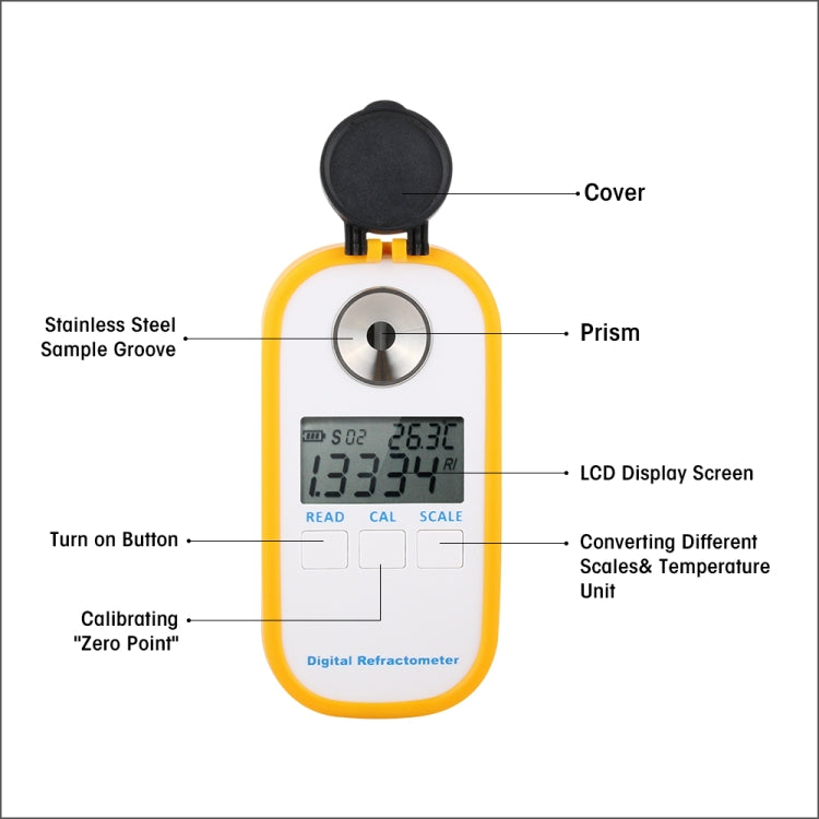 DR301 ดิจิตอลน้ำผึ้ง Refractometer วัดเนื้อหาน้ำตาลช่วง 090 Brix Refractometer Baume น้ำผึ้งน้ำความเข้มข้นเครื่องมือ, DR301