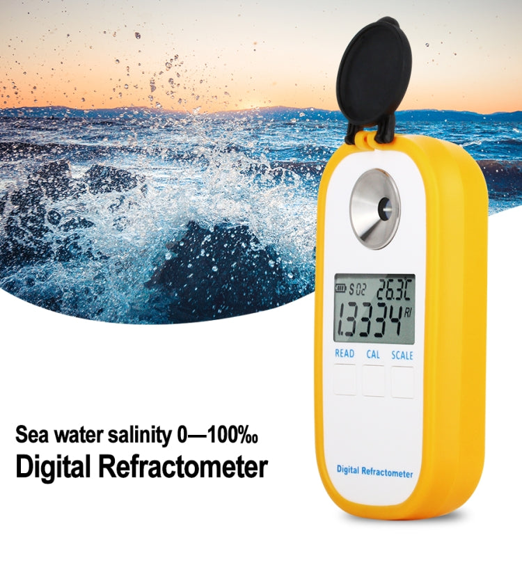 DR202 ดิจิตอลน้ำทะเล Refractometer น้ำทะเลเครื่องวัดความเค็มช่วงแรงโน้มถ่วงเฉพาะ 0-100 ‰ คลอรีน 0 ~ 57 ‰ Refractometer, DR202
