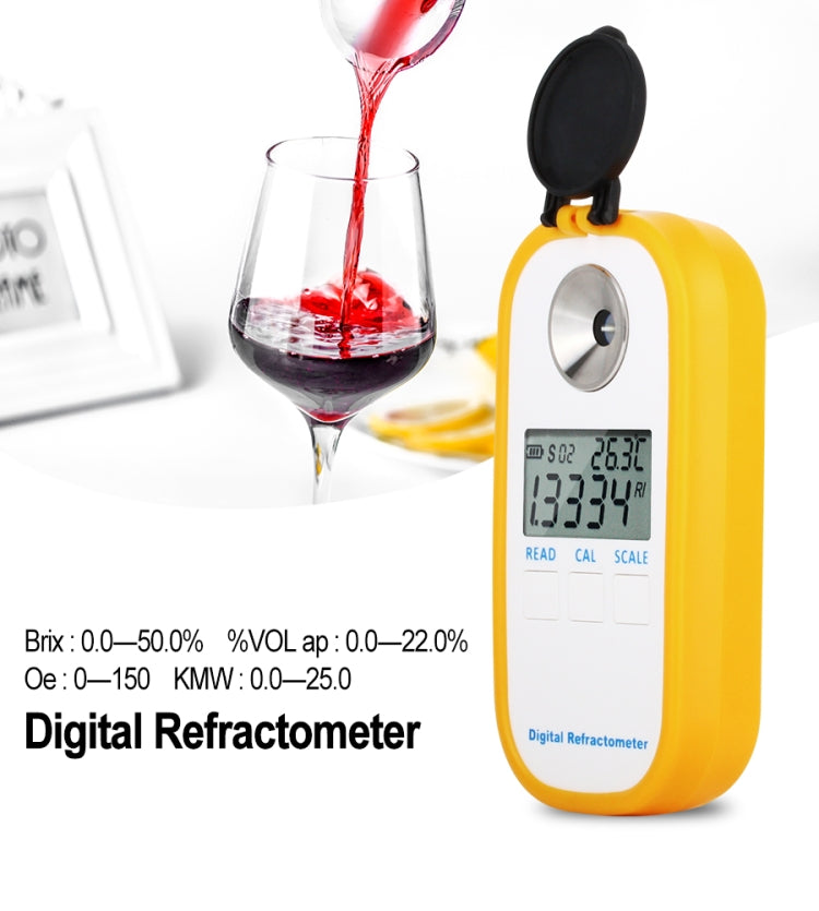 DR401 ดิจิตอลจอแสดงผล Refractometer Brix 0-50% แอลกอฮอล์ 0 ~ 22% Refractometer เบียร์ไวน์ผลไม้องุ่นน้ำตาล Saccharimeter, DR401