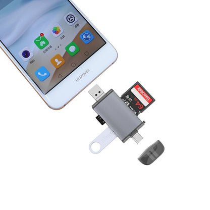 เครื่องอ่านการ์ด Type-C + USB + Micro USB OTG