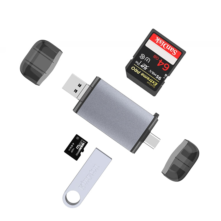 เครื่องอ่านการ์ด Type-C + USB + Micro USB OTG
