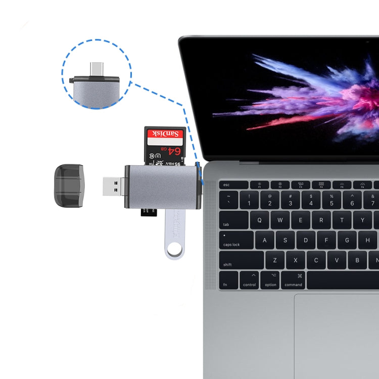 เครื่องอ่านการ์ด Type-C + USB + Micro USB OTG