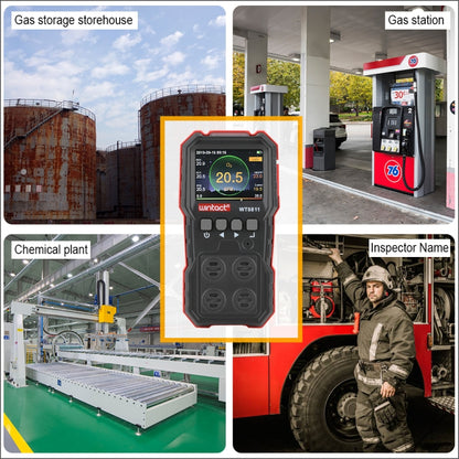 WINTACT WT8811 Compoud Gas Monitor จอแสดงผล LCD มัลติฟังก์ชั่นแบบชาร์จไฟได้ 4 in1 เชื้อเพลิง O2 H2S CO Gas Sensor เสียง - light การสั่นสะเทือนนาฬิกาปลุก