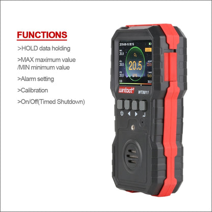 WINTACT WT8811 Compoud Gas Monitor จอแสดงผล LCD มัลติฟังก์ชั่นแบบชาร์จไฟได้ 4 in1 เชื้อเพลิง O2 H2S CO Gas Sensor เสียง - light การสั่นสะเทือนนาฬิกาปลุก
