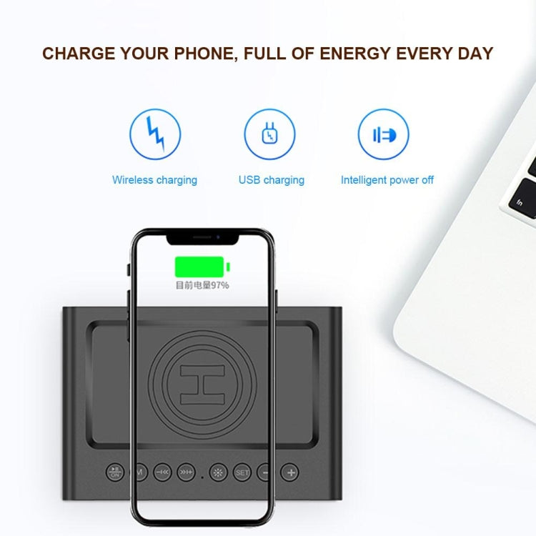 AEC BT508 ลำโพงบลูทูธชาร์จไร้สายนาฬิกาปลุก LED Power Bank ลำโพงสามในหนึ่งเดียว