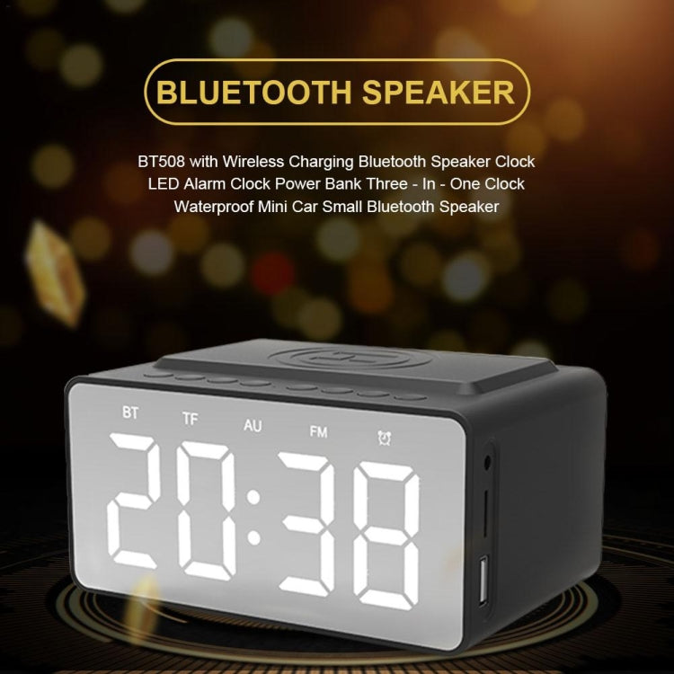 AEC BT508 ลำโพงบลูทูธชาร์จไร้สายนาฬิกาปลุก LED Power Bank ลำโพงสามในหนึ่งเดียว