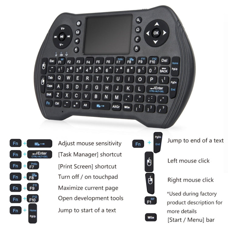 MT10 Fly Air Mouse คีย์บอร์ดไร้สายขนาดเล็ก 2.4GHz คีย์บอร์ดมัลติฟังก์ชั่น Fly Air Mouse
