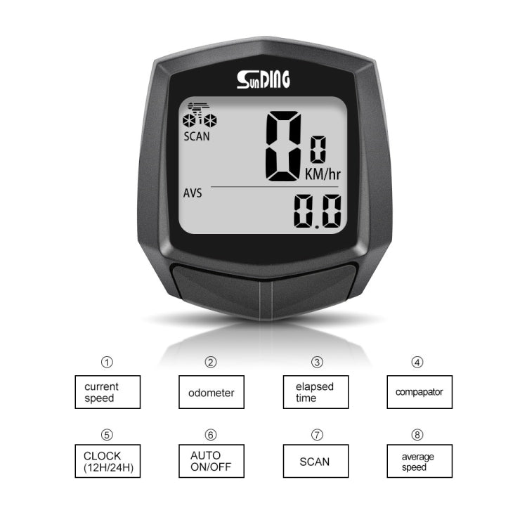 SUNDING SD-581A จักรยานแบบมีสายคอมพิวเตอร์ Speedometer เครื่องวัดระยะทางขี่จักรยานจักรยานกันน้ำวัดอุณหภูมินาฬิกาจับเวลา, SUNDING SD-581A