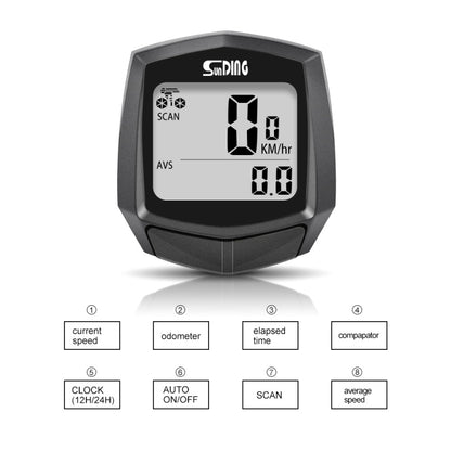SUNDING SD-581A จักรยานแบบมีสายคอมพิวเตอร์ Speedometer เครื่องวัดระยะทางขี่จักรยานจักรยานกันน้ำวัดอุณหภูมินาฬิกาจับเวลา, SUNDING SD-581A