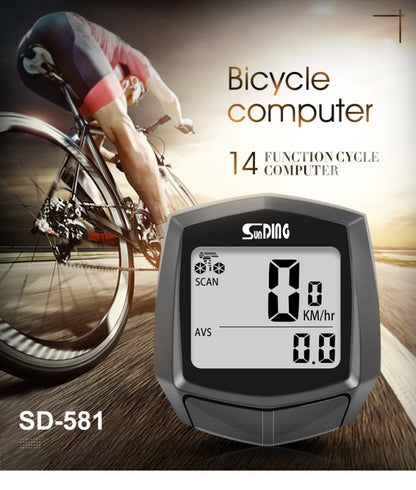 SUNDING SD-581A จักรยานแบบมีสายคอมพิวเตอร์ Speedometer เครื่องวัดระยะทางขี่จักรยานจักรยานกันน้ำวัดอุณหภูมินาฬิกาจับเวลา, SUNDING SD-581A
