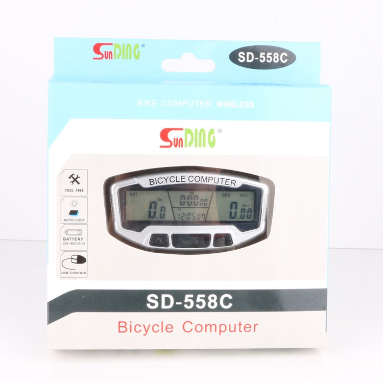 SUNDING SD-558C จักรยานคอมพิวเตอร์ไร้สายดิจิตอล LCD Backlight แผนที่ Speedometer นาฬิกาจับเวลา Speedometer, SD-558C