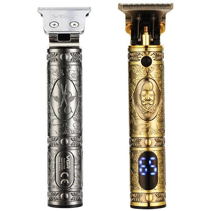 VGR V-228 5W USB Clipper ผมแกะสลักย้อนยุคพร้อมจอแสดงผลดิจิตอล LED, V-228 (Bronze), V-228 (Silver)